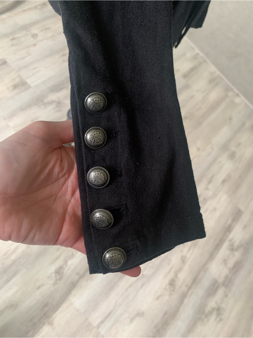 Free People Black linen blend Double-Breasted Tailored Blazer - Picture 6 of 16